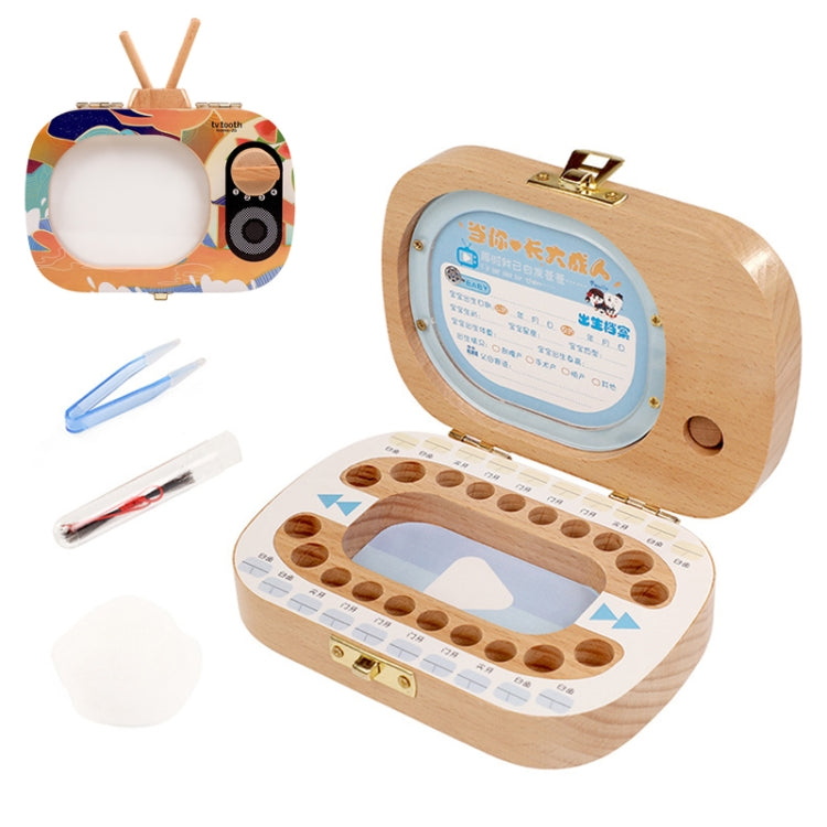 Creative Wooden Children TV Set Deciduous Tooth Preservation Box Baby Teeth Tooth House Storage Box, HC2008A, HC2008B, HC2008C