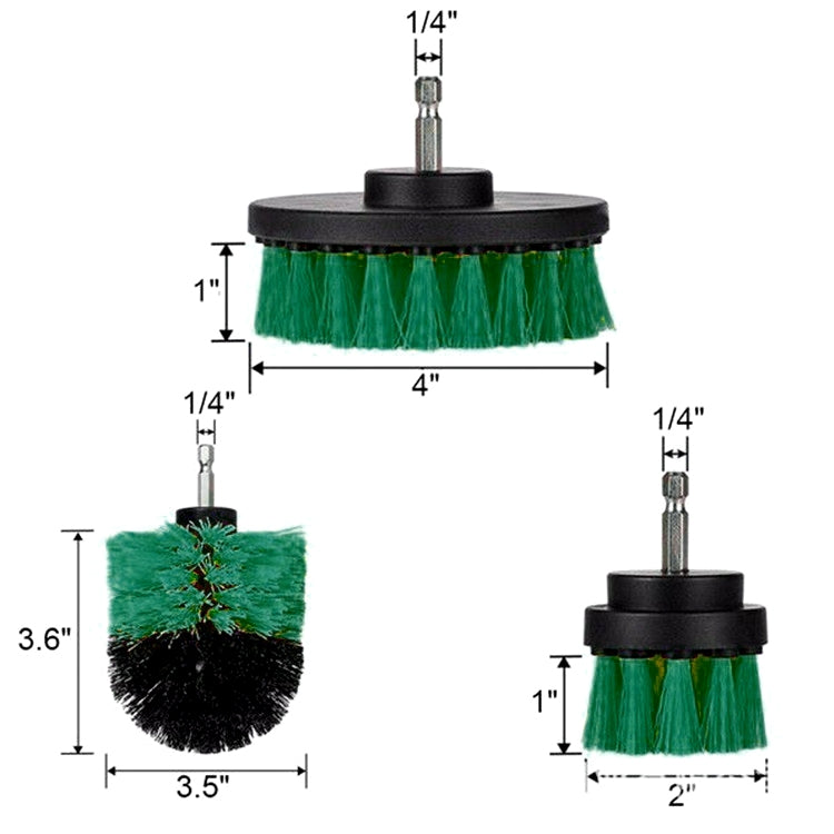 3 PCS Bathroom Kitchen Cleaning Brushes Kit for Electric Drill, 3 in 1 (Red), 3 in 1 (Yellow), 3 in 1 (Green), 3 in 1 (Blue)