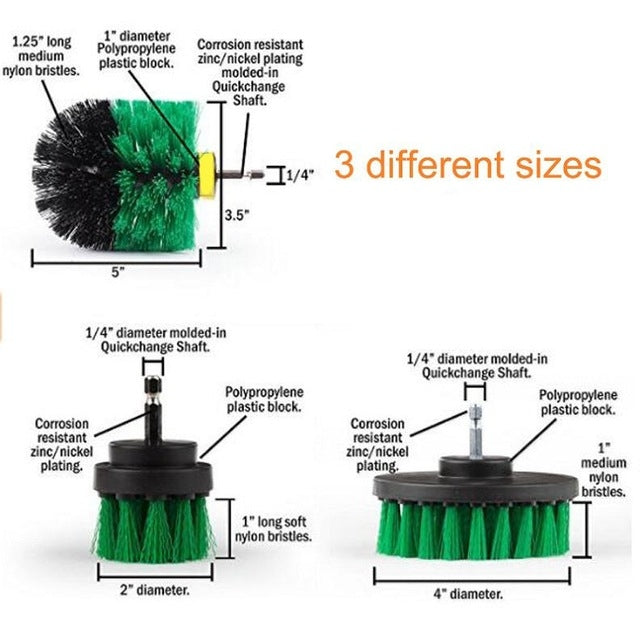 3 PCS Bathroom Kitchen Cleaning Brushes Kit for Electric Drill, 3 in 1 (Red), 3 in 1 (Yellow), 3 in 1 (Green), 3 in 1 (Blue)