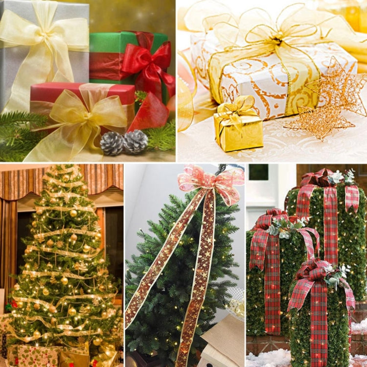 2m Christmas Party Decoration Glitter Powder Christmas Tree Decoration Ribbon