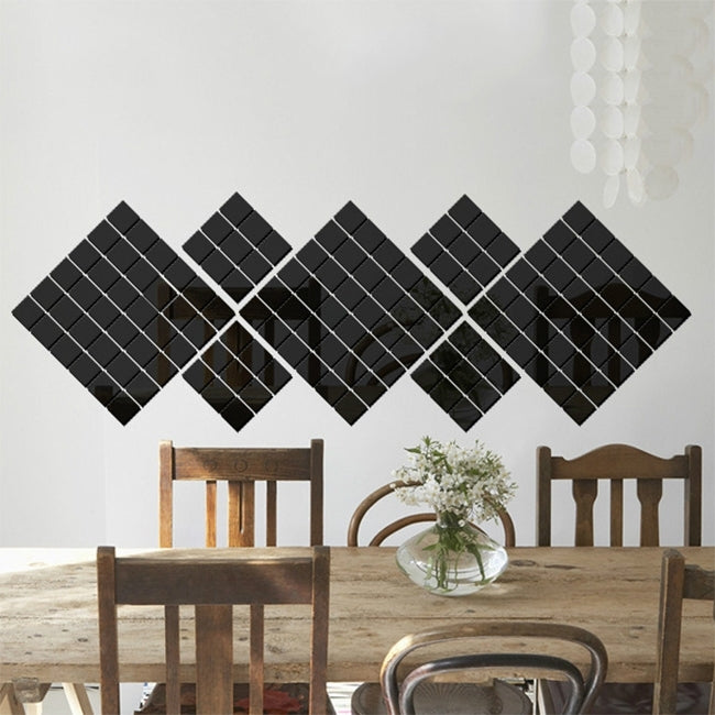 100 PCS Square Crystal Mosaic Mirror Acrylic Stereo Wall Stickers Creative Background Home Living Room Wall Sticker,Size:3*3cm