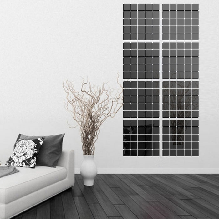 100 PCS Square Crystal Mosaic Mirror Acrylic Stereo Wall Stickers Creative Background Home Living Room Wall Sticker,Size:3*3cm