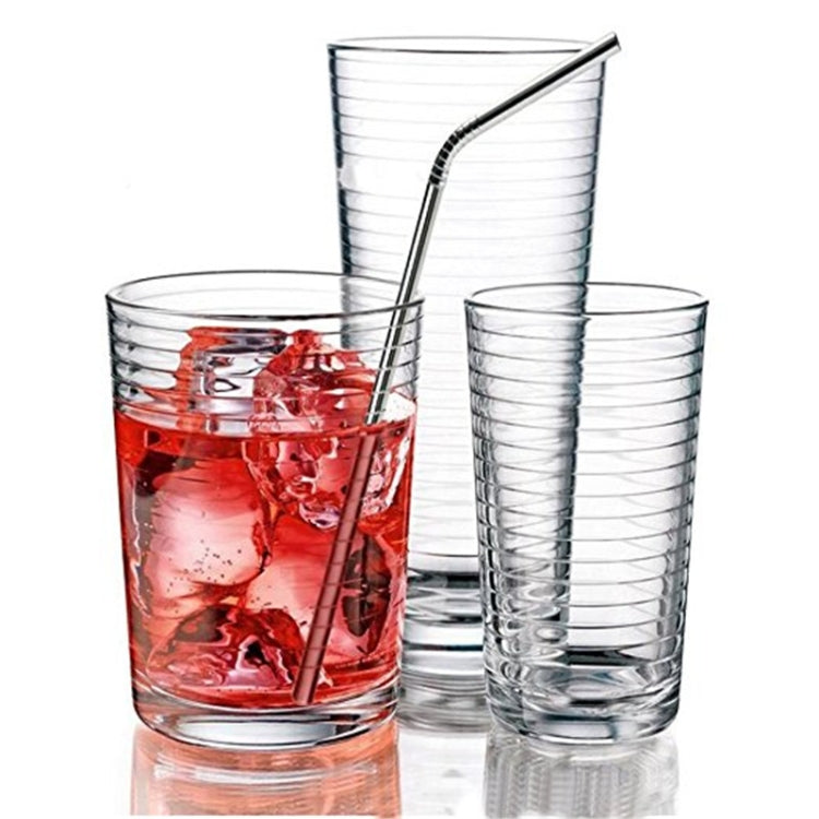 5pcs Reusable Stainless Steel Bent Drinking Straw + Cleaner Brush Set Kit,  215*8mm