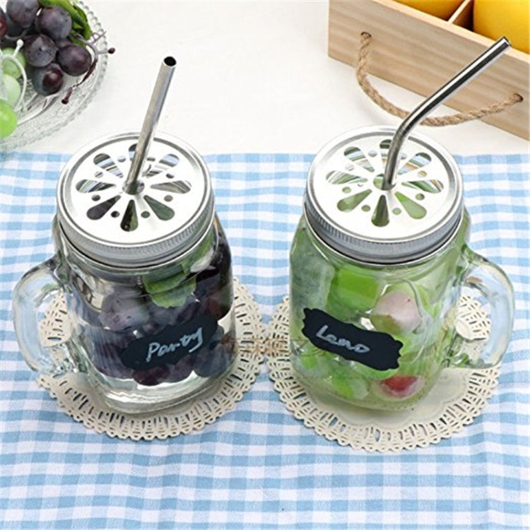 5pcs Reusable Stainless Steel Bent Drinking Straw + Cleaner Brush Set Kit,  215*8mm