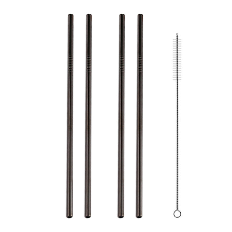 5pcs Reusable Stainless Steel Straight Drinking Straw + Cleaner Brush Set Kit, 215*8mm, 215*8mm (Straight)