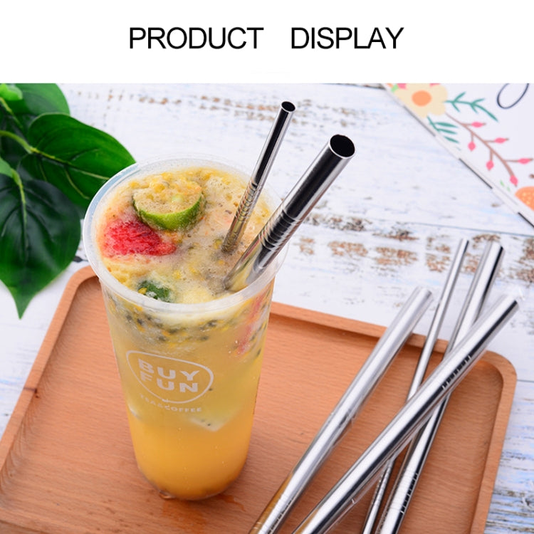 5pcs Reusable Stainless Steel Straight Drinking Straw + Cleaner Brush Set Kit, 215*8mm, 215*8mm (Straight)
