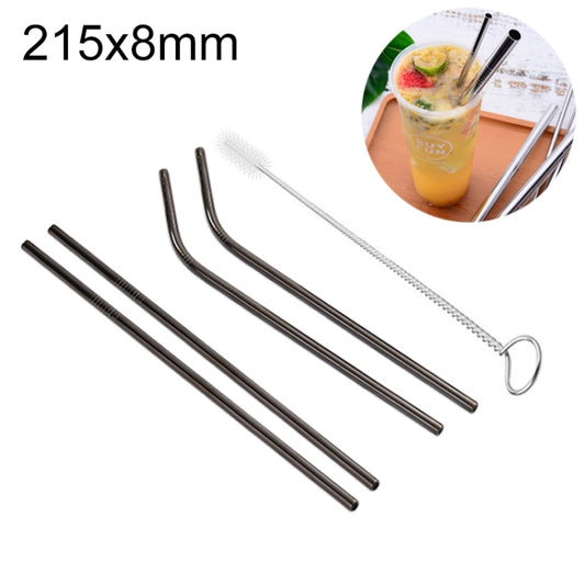 4pcs Reusable Stainless Steel Drinking Straw + Cleaner Brush Set Kit, 215*8mm, 215*8mm (Combination)