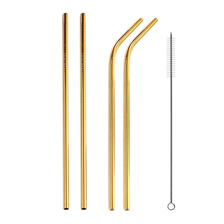 4pcs Reusable Stainless Steel Drinking Straw + Cleaner Brush Set Kit, 215*8mm, 215*8mm (Combination)