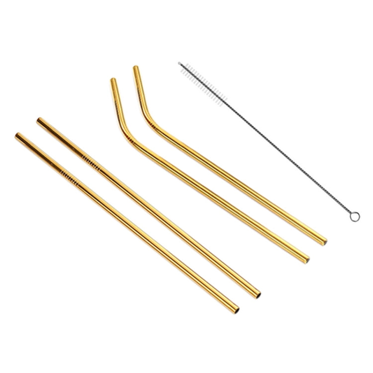 4pcs Reusable Stainless Steel Drinking Straw + Cleaner Brush Set Kit, 215*8mm, 215*8mm (Combination)