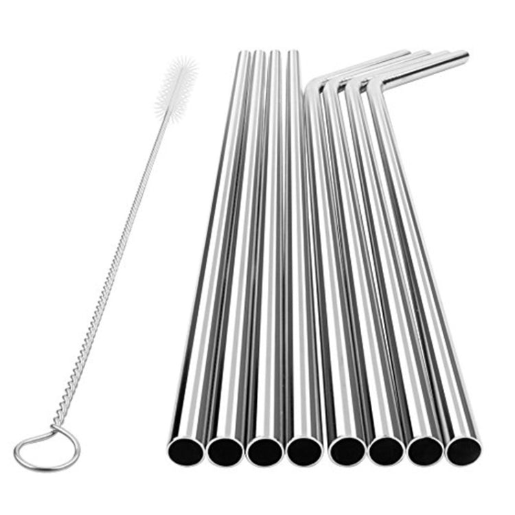4pcs Reusable Stainless Steel Drinking Straw + Cleaner Brush Set Kit, 215*8mm, 215*8mm (Combination)