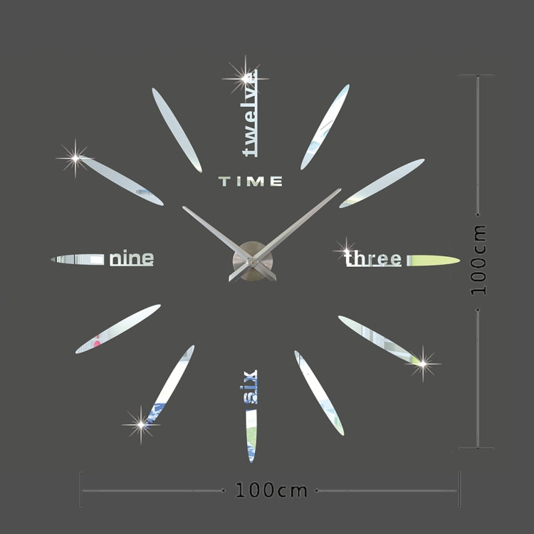 Bedroom Home Decor Large 3D Mirror DIY Wall Sticker Clock, Size: 100*100cm, 3M003 (Black), 3M003 (Silver)