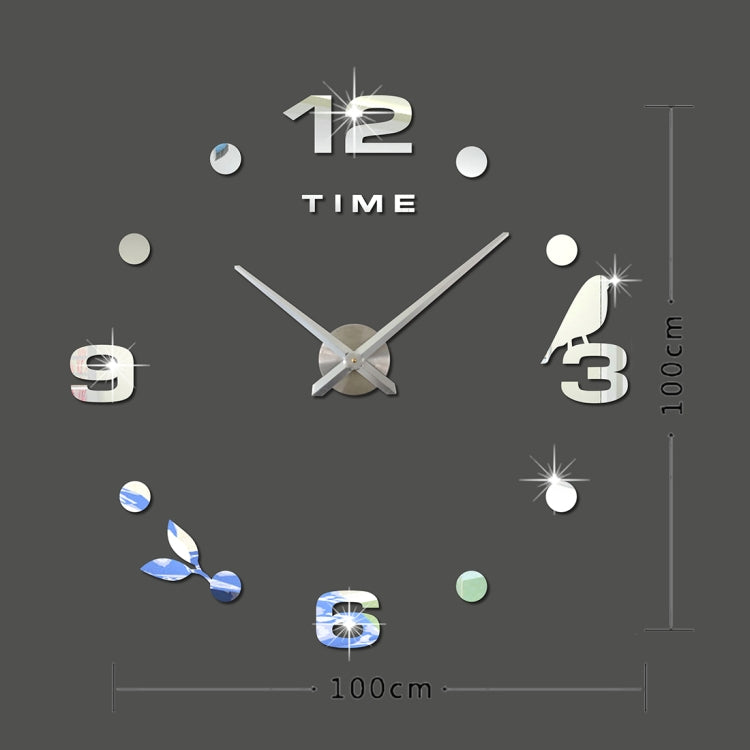 Bedroom Home Office Decoration Frameless Large Size DIY 3D Mirror Surface Wall Stickers Quiet Clock, Size: 100*100cm, 3M006 (Black), 3M006 (Silver)