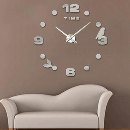 Bedroom Home Office Decoration Frameless Large Size DIY 3D Mirror Surface Wall Stickers Quiet Clock, Size: 100*100cm, 3M006 (Black), 3M006 (Silver)