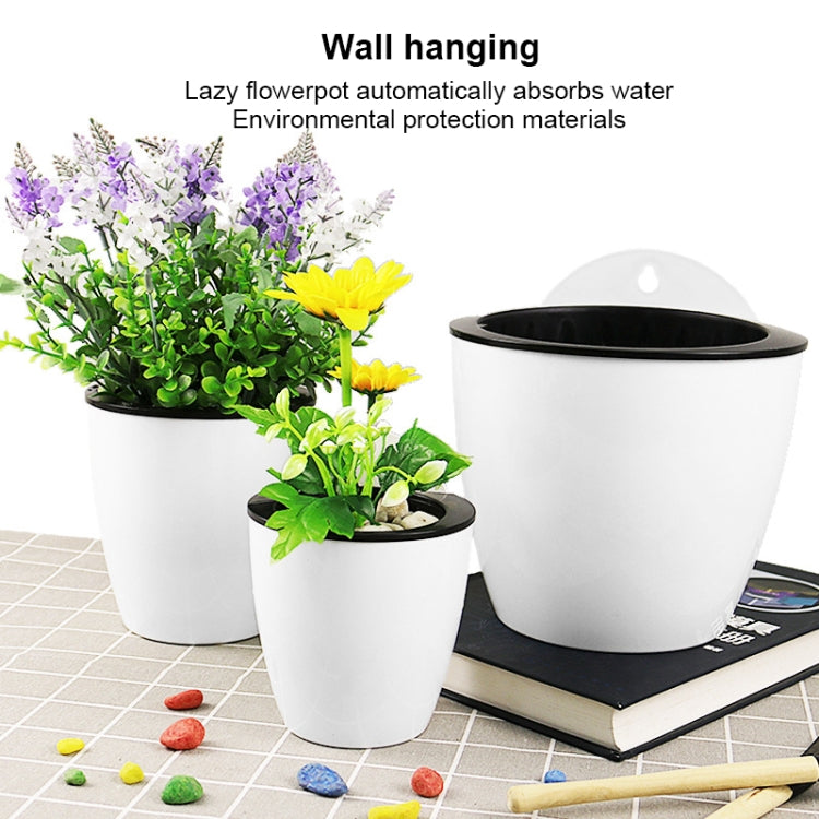 Self-Watering Planter Grow Plants Lazy Flower Pots Wall-hanging Round Resin Plastic Flower Pots, Size: 13x8.5x13cm
