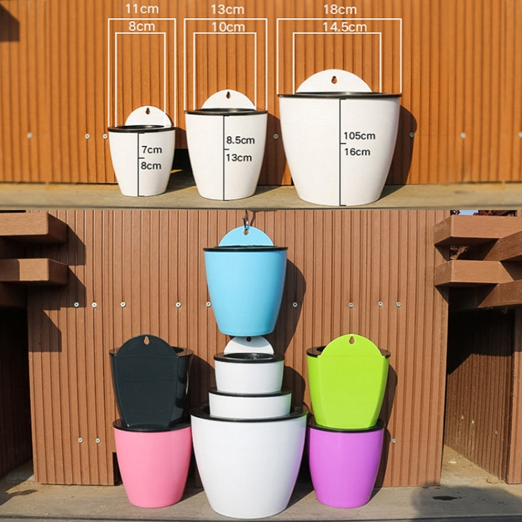 Self-Watering Planter Grow Plants Lazy Flower Pots Wall-hanging Round Resin Plastic Flower Pots, Size: 13x8.5x13cm