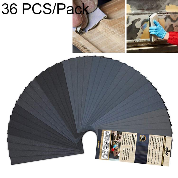 36 PCS LANHU Grit 400-3000 Wet And Dry Polishing Grinding Sandpaper，Size: 22.9 x 9.1cm