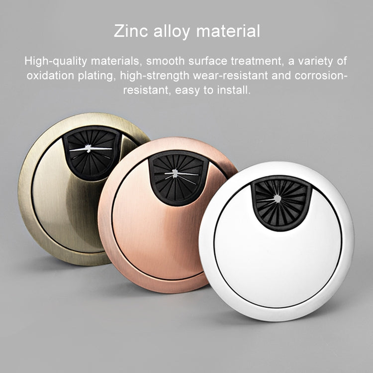 2 PCS Desk Computer Desktop Zinc Alloy Round Threading Box Hole Cover, Hole Diameter: 60mm (Green Bronze), 60mm