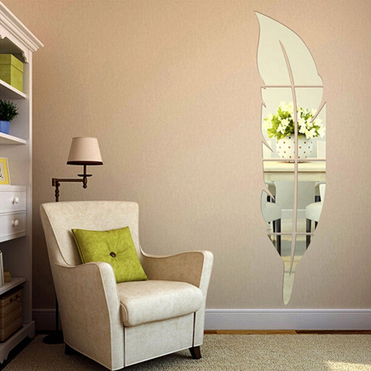 DIY Feather Style Acrylic Mirror Wall Stickers Home Room Mural Decoration Art Wall Sticker, Size: 30*120cm