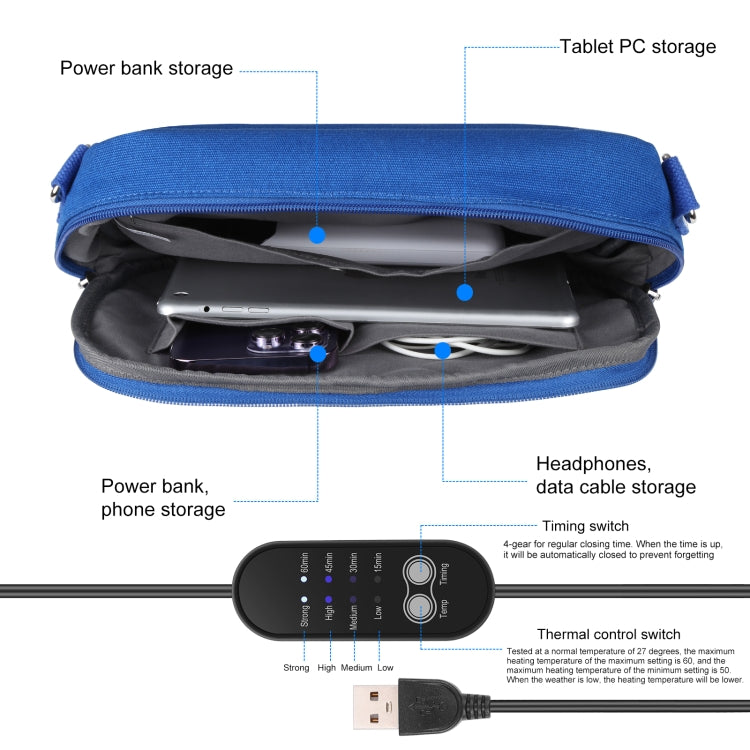 HAWEEL Messenger Shoulder Small Bag Digital Tablet Phone Warmer Storage Bag with Hand Warmer