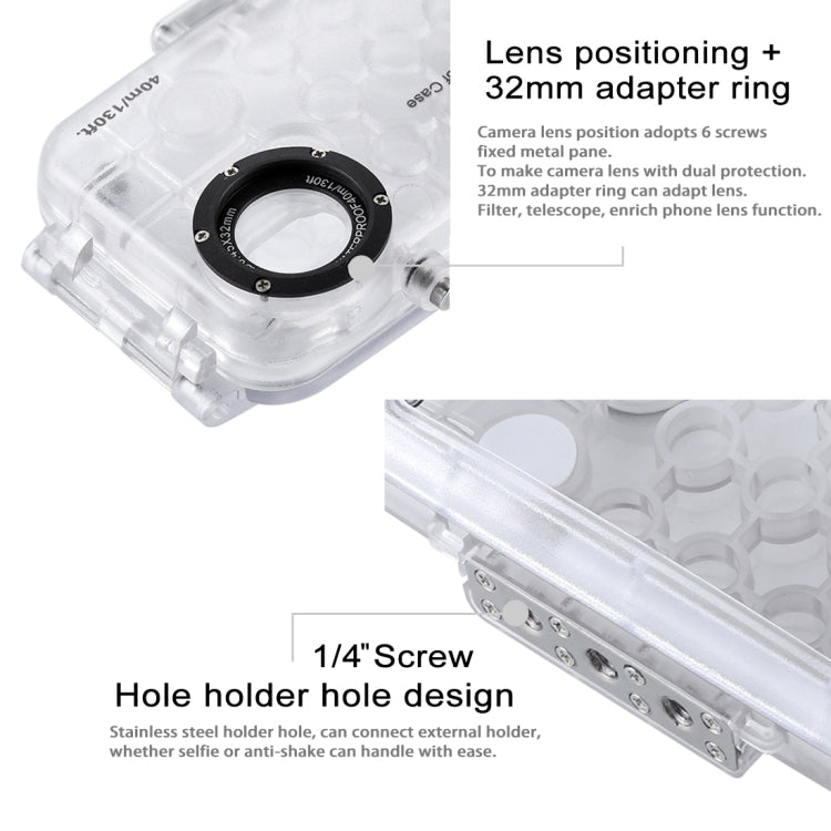 For iPhone X / XS HAWEEL 40m/130ft Diving Case, Photo Video Taking Underwater Housing Cover