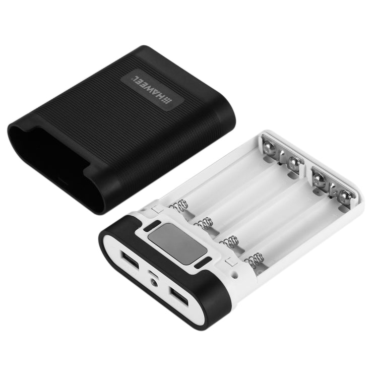 HAWEEL DIY 4 x 18650 Battery (Not Included) 10000mAh Power Bank Shell Box with 2 x USB Output & Display for iPhone, Galaxy, Sony, HTC, Google, Huawei, Xiaomi, Lenovo and other Smartphones