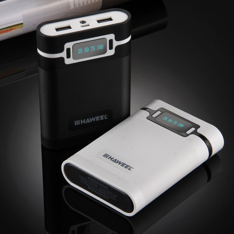 HAWEEL DIY 4 x 18650 Battery (Not Included) 10000mAh Power Bank Shell Box with 2 x USB Output & Display for iPhone, Galaxy, Sony, HTC, Google, Huawei, Xiaomi, Lenovo and other Smartphones