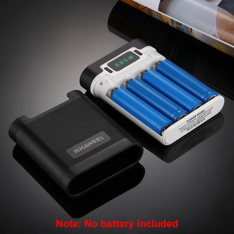 HAWEEL DIY 4 x 18650 Battery (Not Included) 10000mAh Power Bank Shell Box with 2 x USB Output & Display for iPhone, Galaxy, Sony, HTC, Google, Huawei, Xiaomi, Lenovo and other Smartphones