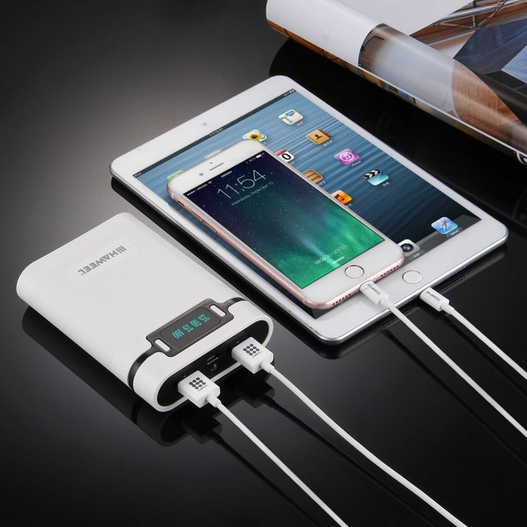 HAWEEL DIY 4 x 18650 Battery (Not Included) 10000mAh Power Bank Shell Box with 2 x USB Output & Display for iPhone, Galaxy, Sony, HTC, Google, Huawei, Xiaomi, Lenovo and other Smartphones