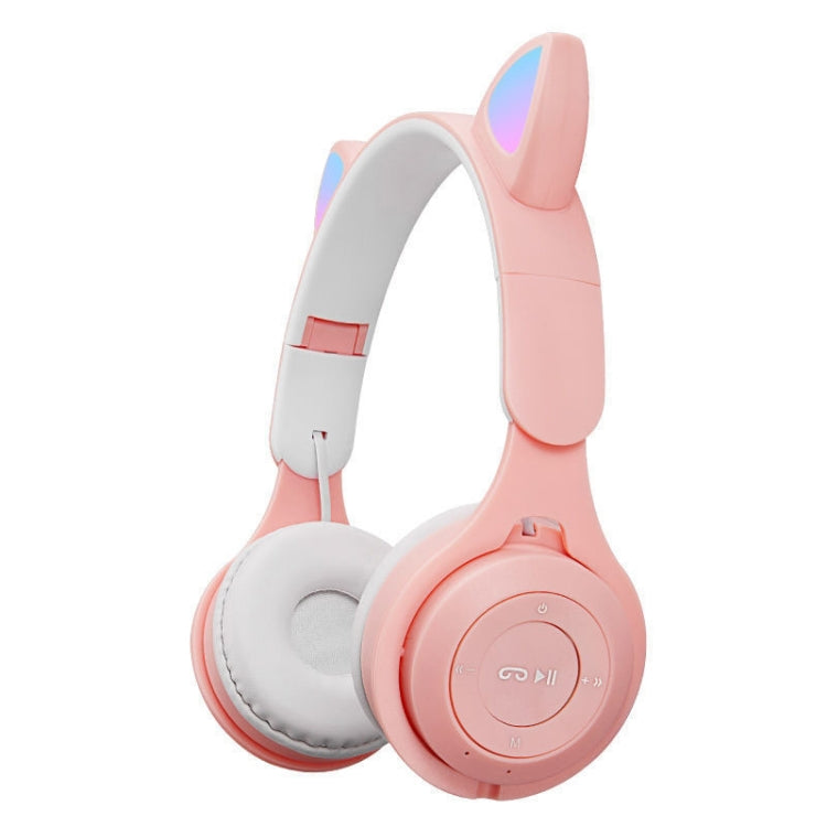 M6 Luminous Cat Ears Two-color Foldable Bluetooth Headset with 3.5mm Jack & TF Card Slot, Two-color Purple, Two-color White, Two-color Pink, Two-color Blue