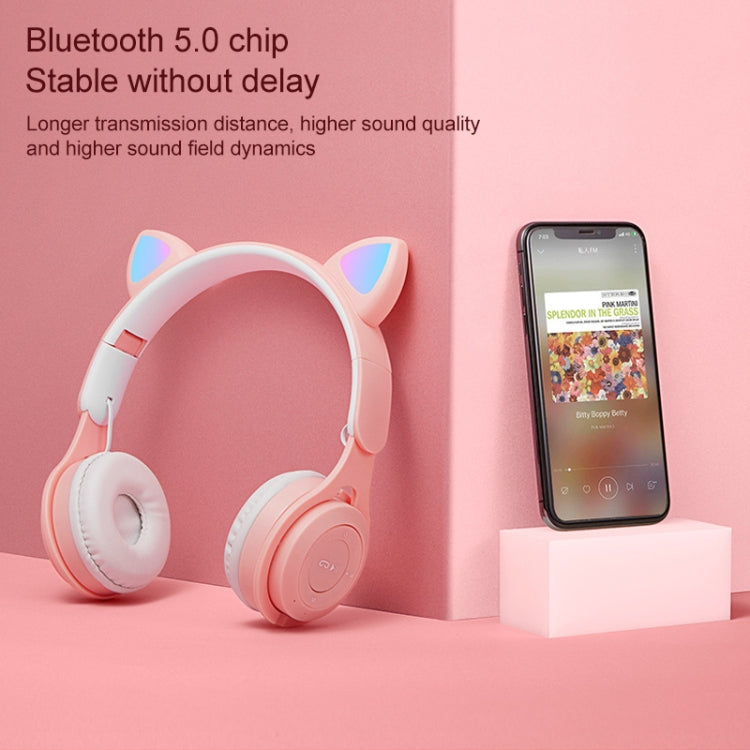 M6 Luminous Cat Ears Two-color Foldable Bluetooth Headset with 3.5mm Jack & TF Card Slot, Two-color Purple, Two-color White, Two-color Pink, Two-color Blue