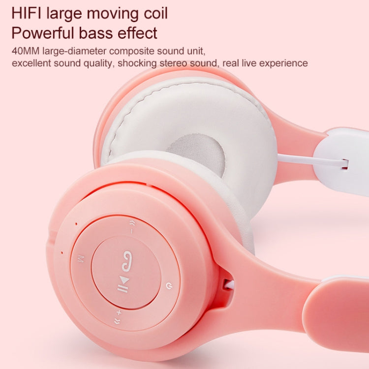 M6 Luminous Cat Ears Two-color Foldable Bluetooth Headset with 3.5mm Jack & TF Card Slot, Two-color Purple, Two-color White, Two-color Pink, Two-color Blue
