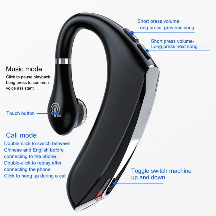 DS800 Bluetooth 5.0 Universal Hanging Ear Style Business Sports Wireless Bluetooth Earphone, Classic Version, Classic Version (Silver), Classic Version (Black)