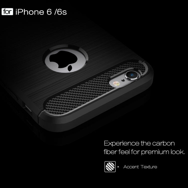 For iPhone 6 & 6s Brushed Texture Fiber TPU Rugged Armor Protective Case