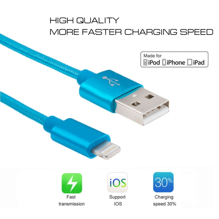 3m 3A Woven Style Metal Head 8 Pin to USB Data / Charger Cable