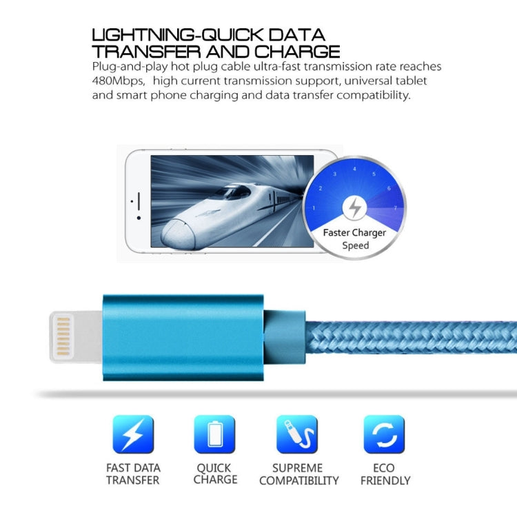 3m 3A Woven Style Metal Head 8 Pin to USB Data / Charger Cable