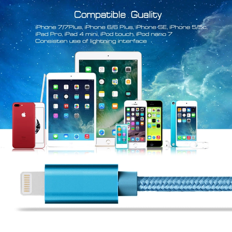 3m 3A Woven Style Metal Head 8 Pin to USB Data / Charger Cable