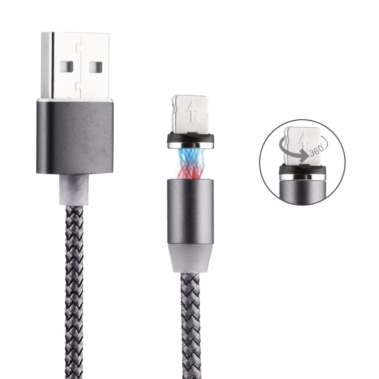 360 Degree Rotation 8 Pin to USB 2.0 Weave Style Magnetic Charging Cable with LED Indicator, Cable Length: 1m