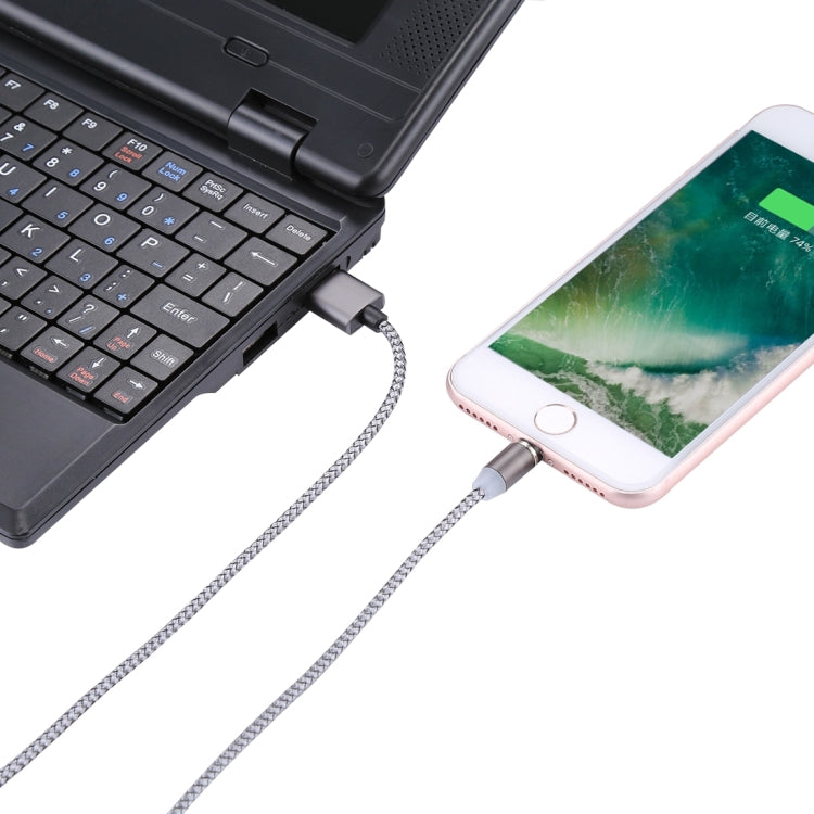 360 Degree Rotation 8 Pin to USB 2.0 Weave Style Magnetic Charging Cable with LED Indicator, Cable Length: 1m