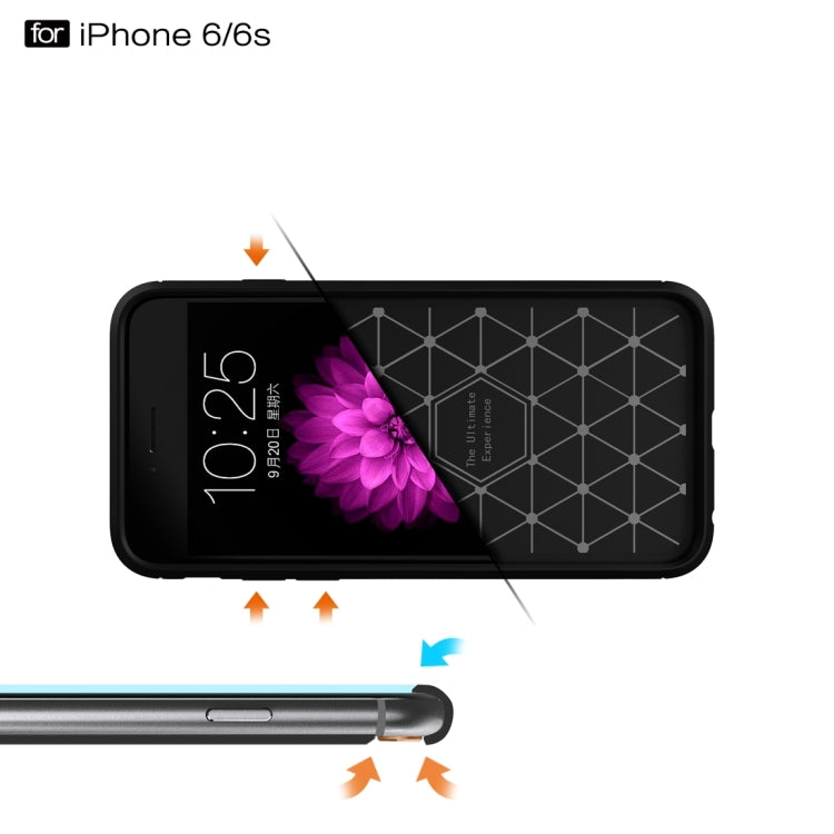 For iPhone 6 Plus & 6s Plus Brushed Texture Fiber TPU Rugged Armor Protective Case