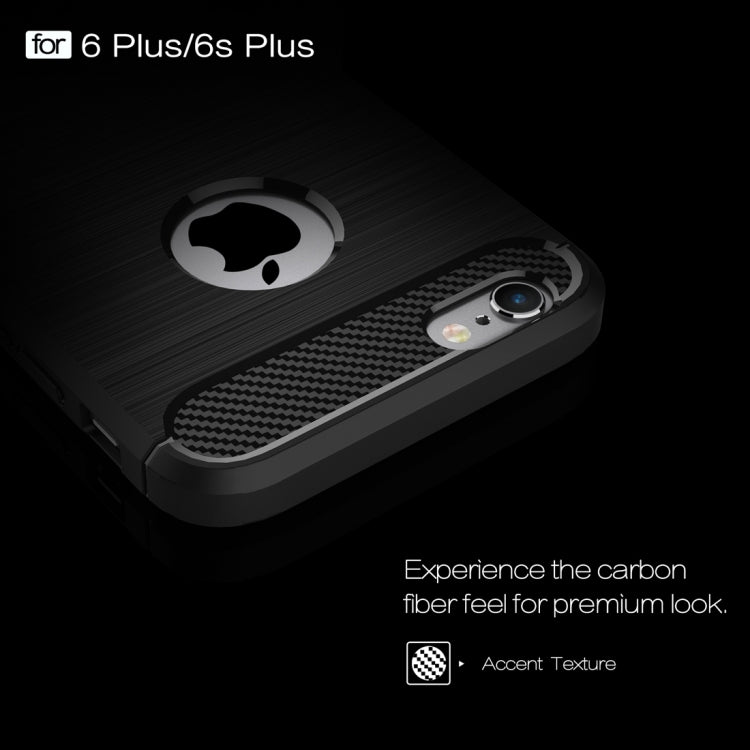 For iPhone 6 Plus & 6s Plus Brushed Texture Fiber TPU Rugged Armor Protective Case
