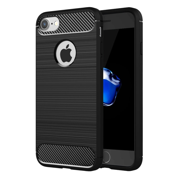 For iPhone 8 & 7 Brushed Texture Fiber TPU Rugged Armor Protective Case