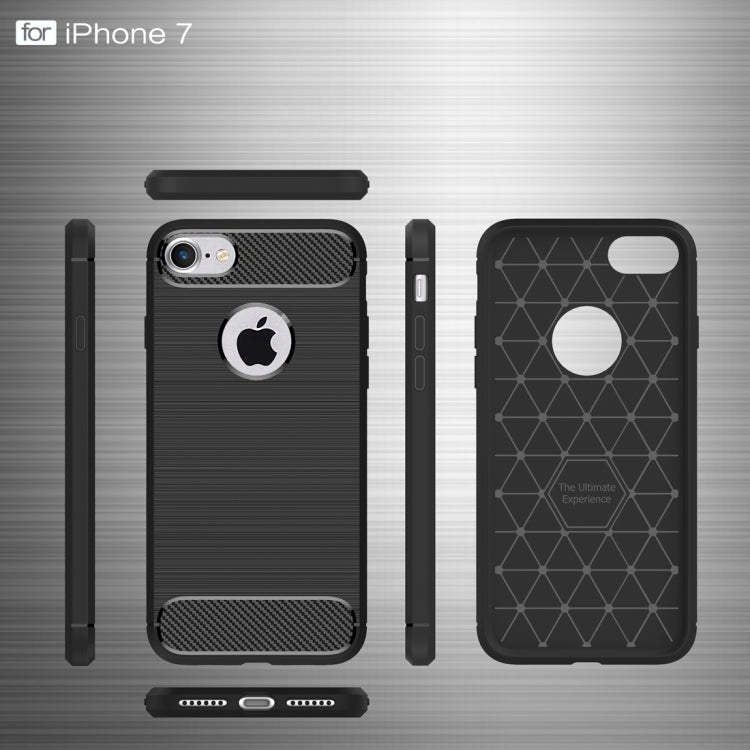 For iPhone 8 & 7 Brushed Texture Fiber TPU Rugged Armor Protective Case