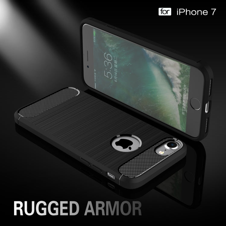For iPhone 8 & 7 Brushed Texture Fiber TPU Rugged Armor Protective Case