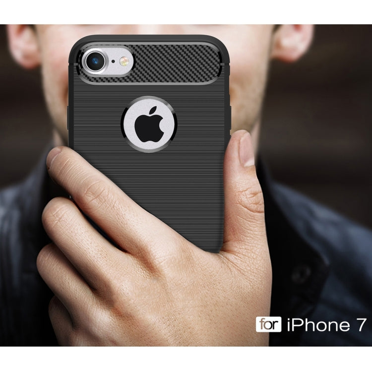 For iPhone 8 & 7 Brushed Texture Fiber TPU Rugged Armor Protective Case
