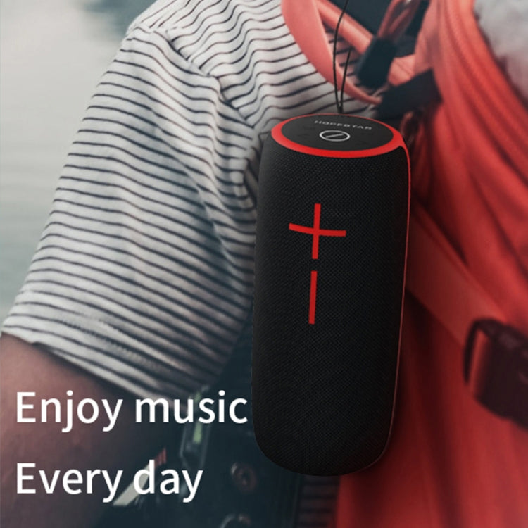 HOPESTAR P21 TWS Portable Outdoor Waterproof Woven Textured Bluetooth Speaker, Support Hands-free Call & U Disk & TF Card & 3.5mm AUX & FM, P21 Black
