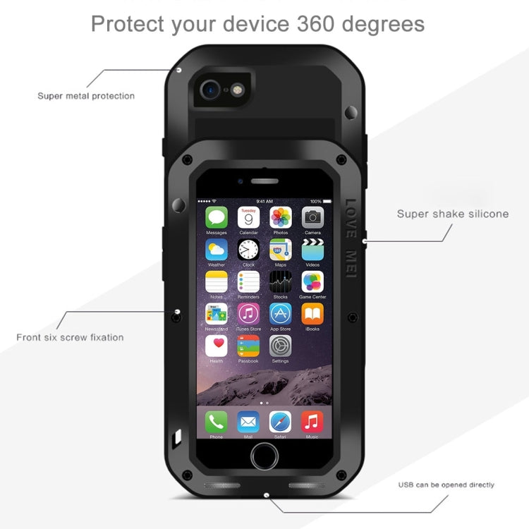 LOVE MEI for iPhone 7 Professional and Powerful Dustproof Shockproof Anti-slip Metal Protective Case