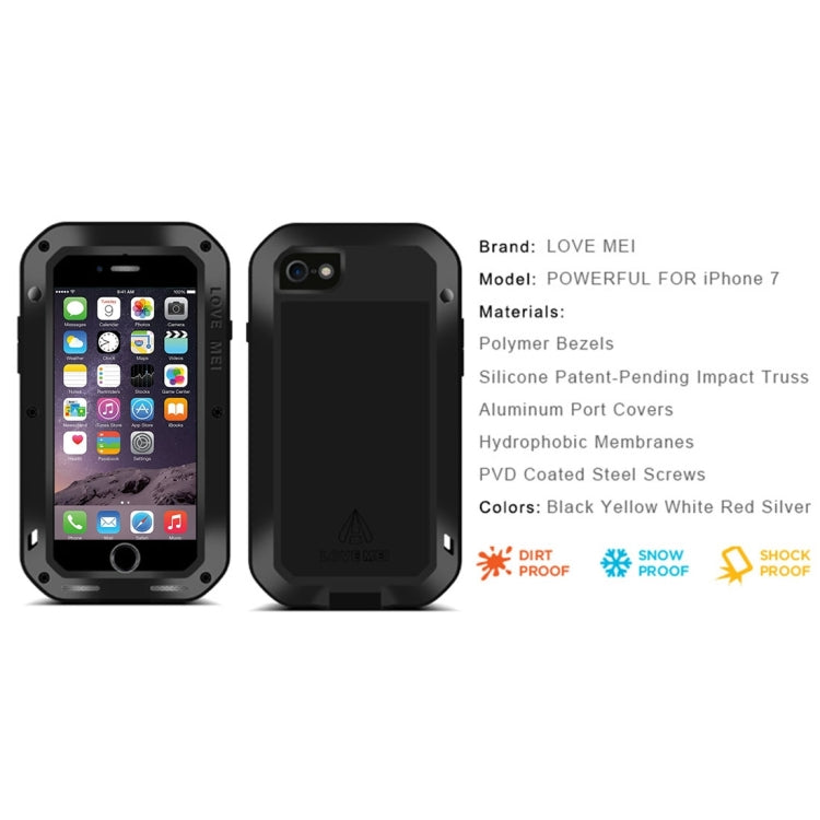 LOVE MEI for iPhone 7 Professional and Powerful Dustproof Shockproof Anti-slip Metal Protective Case