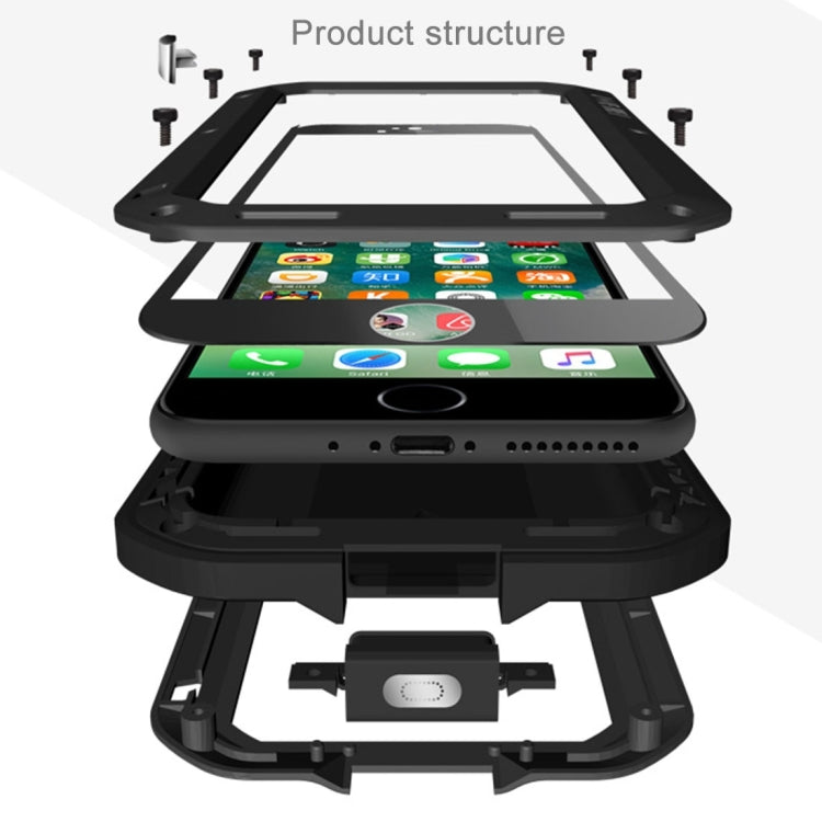 LOVE MEI for iPhone 7 Professional and Powerful Dustproof Shockproof Anti-slip Metal Protective Case