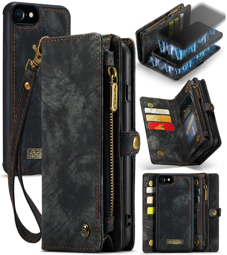 CaseMe for  iPhone 8 & 7  Multifunctional Leather Billfold with Detachable Magnetic PC Back Protective Case & Holder & 10 Card Slots & 3 Cash Slots & 1 Zipper Wallet & 2 Photo Frames & 3 Magnetic Clasps