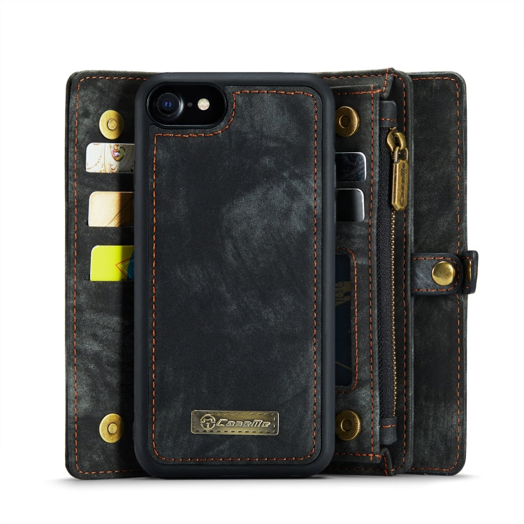 CaseMe for  iPhone 8 & 7  Multifunctional Leather Billfold with Detachable Magnetic PC Back Protective Case & Holder & 10 Card Slots & 3 Cash Slots & 1 Zipper Wallet & 2 Photo Frames & 3 Magnetic Clasps